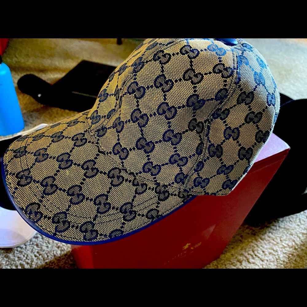 Blue Gucci canvas baseball hat